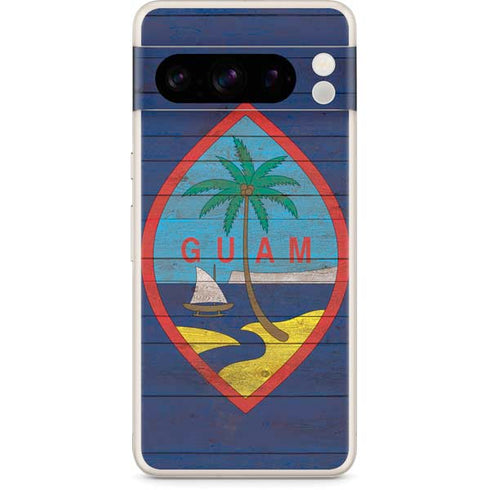Guam Flag Dark Wood Google Pixel 8 Pro Skin